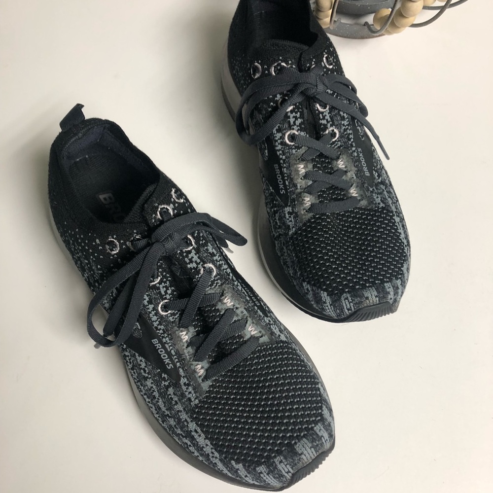 Brooks Men's Black and Gray Knit Running Shoes
